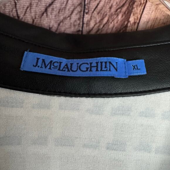 J.McLaughlin Falcon Bainbridge Woven Midi Dress XL Geometric Print Vegan Leather - Picture 9 of 9